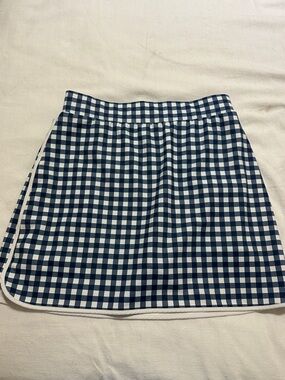 J. Crew Navy and White Gingham Mini Skirt